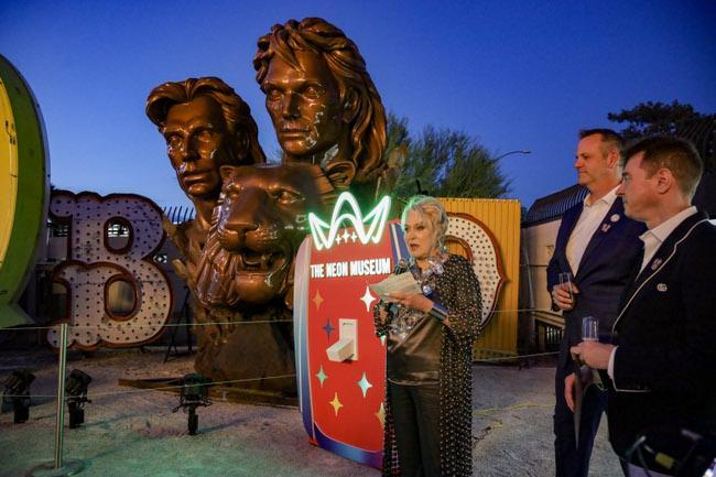 Siegfried & Roy sculpture from the Mirage lands at Neon Museum