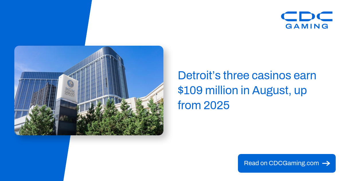 Detroit's three casinos earn $109 million in August, up from 2025